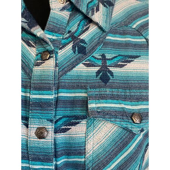 ARIAT Women Real WILD THUNDERBIRD Jacquard Long‎ Sleeve Western Snap Shirt Med - Picture 3 of 7